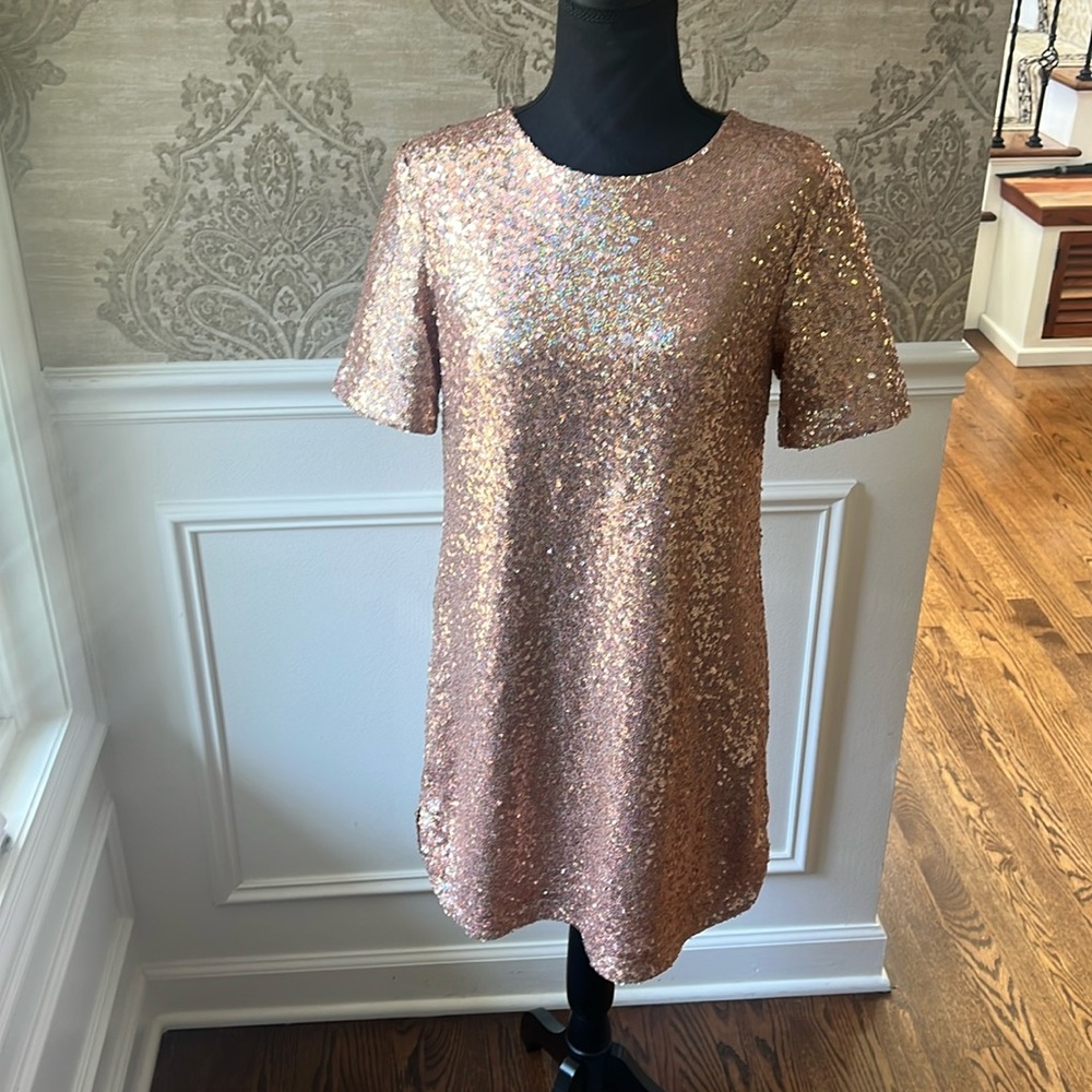 Soprano Rose Gold Sequin Dress Size SM